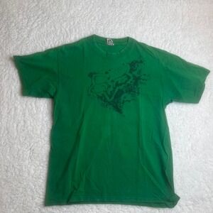 Vintage fox racing men's green tshirt grunge skater racing Y2K‎